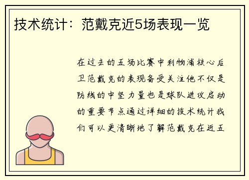 技术统计：范戴克近5场表现一览